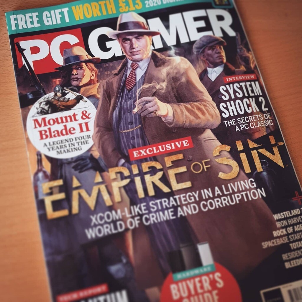 Empire of Sin on the cover of PC Gamer's June 2020 issue.