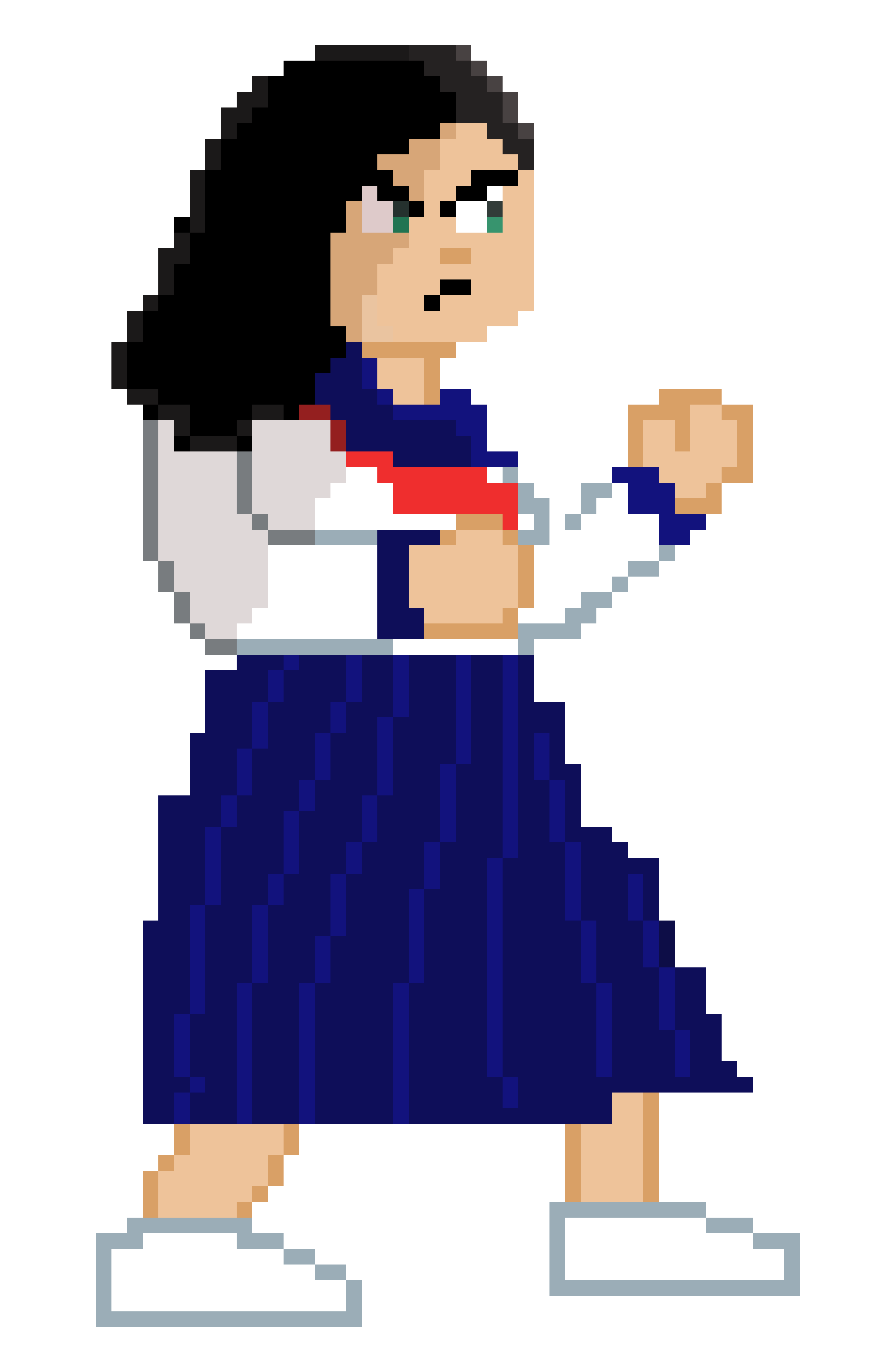The first version of the main character. I ended up changing her design as when we conducted playtests, the players thought she was a schoolgirl rather than affiliated with a gang. So, I made her more extreme! 