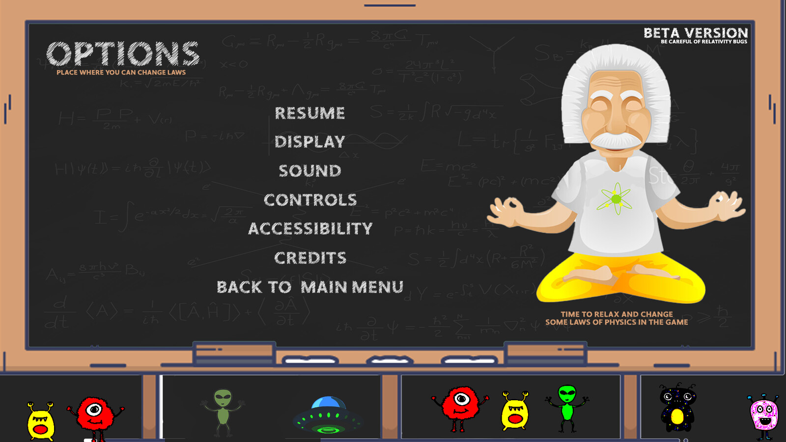  Meditating Einstein channelling his inner body according to tweaks done by players in options Screen