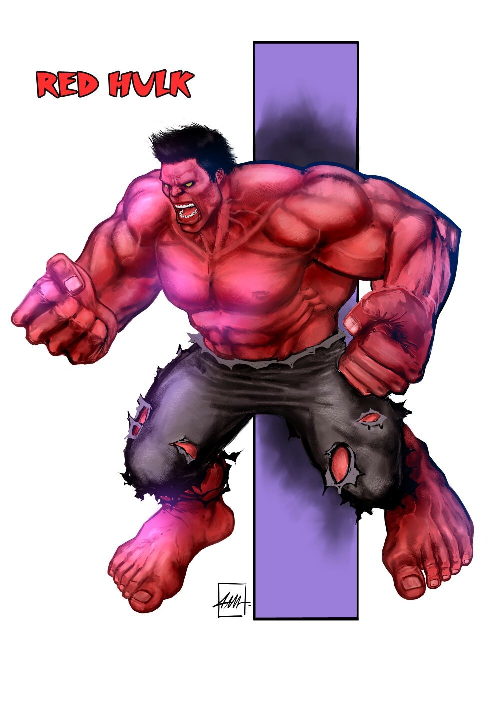 ArtStation - Red Hulk (DigitalPainting) WIP