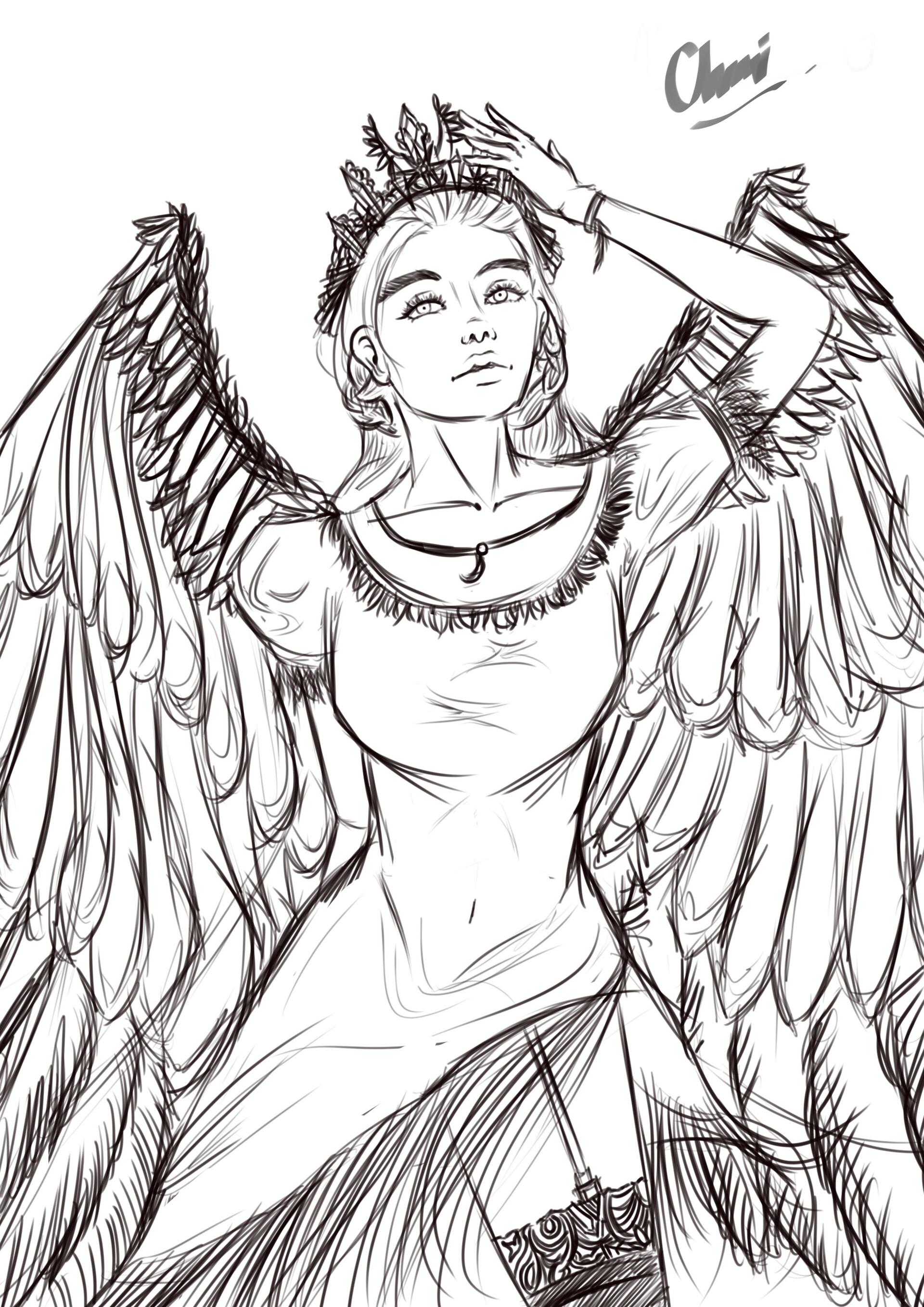 ArtStation Dark Angel Queen sketch