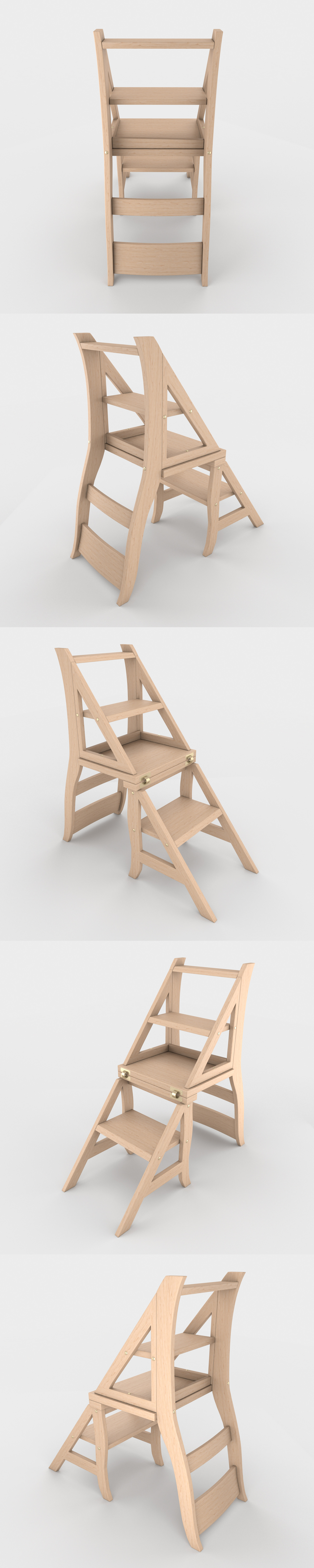 ArtStation 2 in 1 Ladder Chair with Rigging and Animation 4