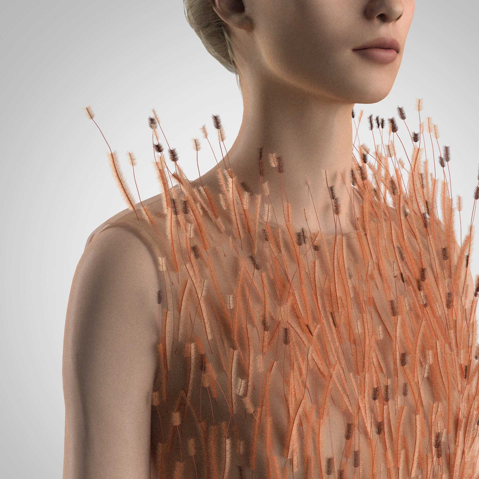 ArtStation CRISTOBAL BALENCIAGA FEATHER DRESS, Personal Work 2020