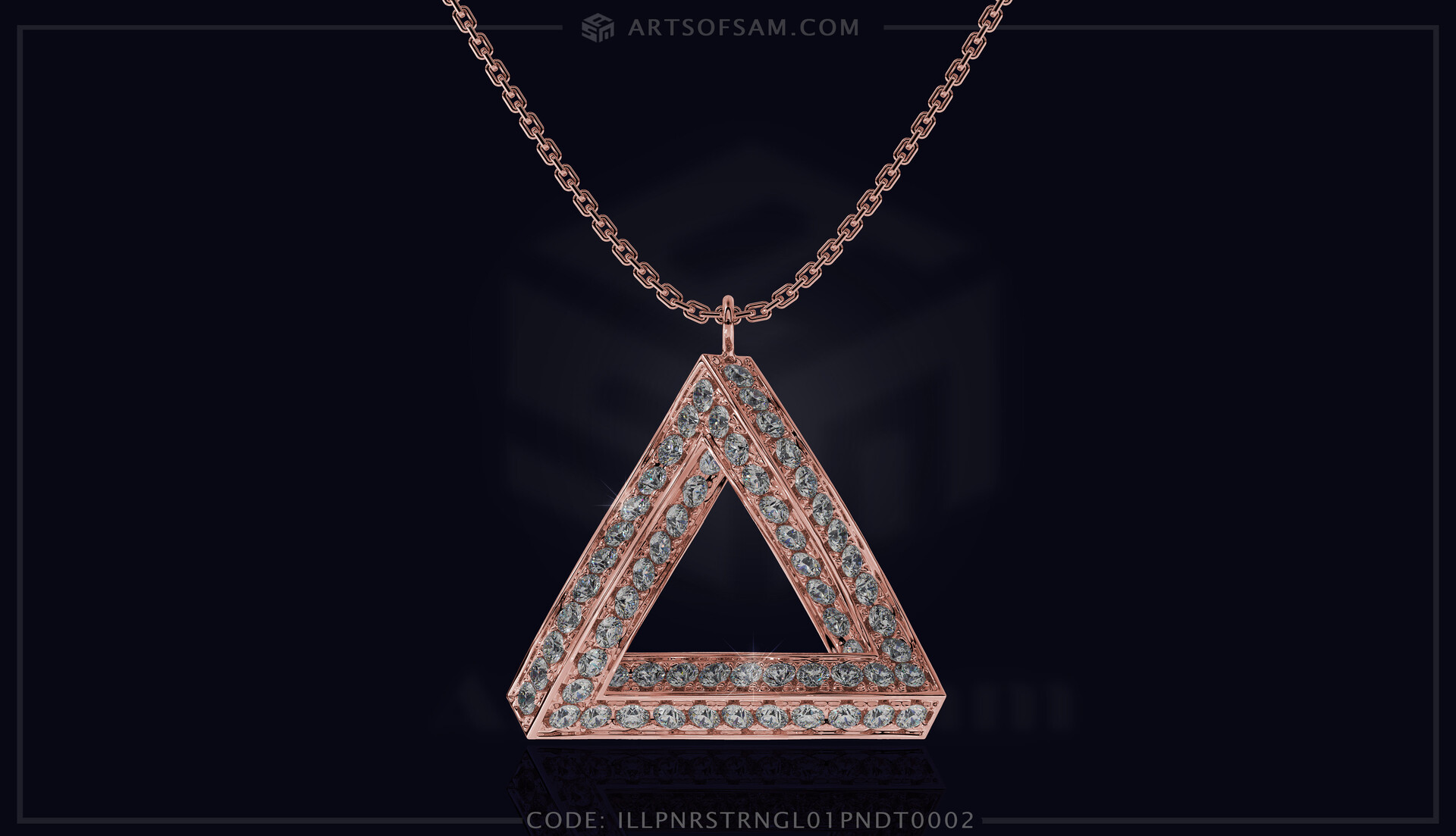 ArtStation Penrose triangle Diamond Pendant 3D cad for print