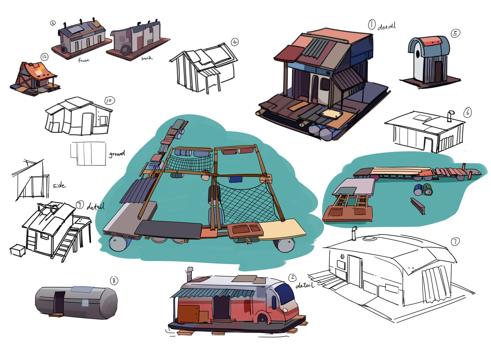Concept art - Houses - process.2