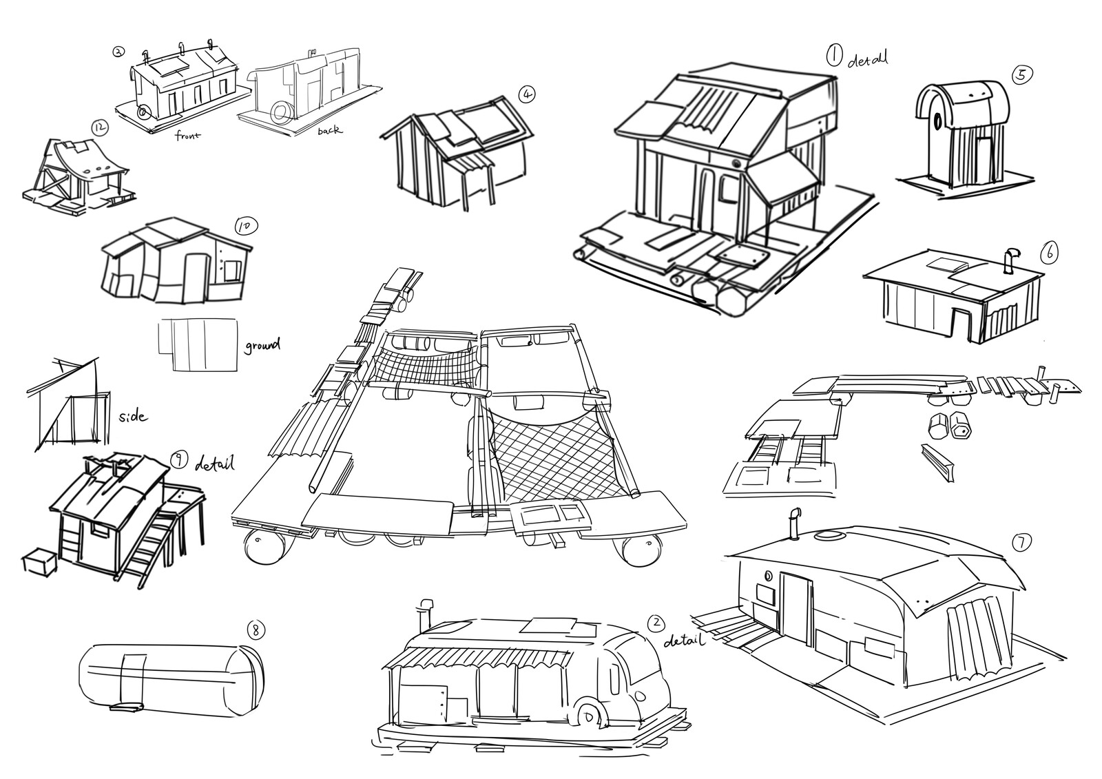 Concept art - Houses - process.1