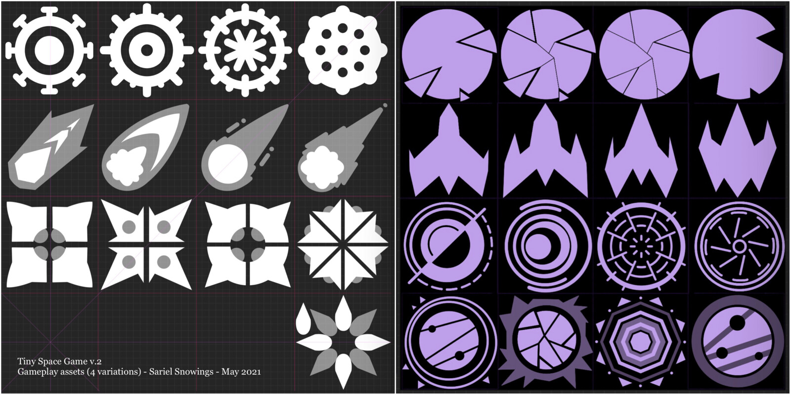 Final 2D assets: gameplay elements (4 versions to choose from).