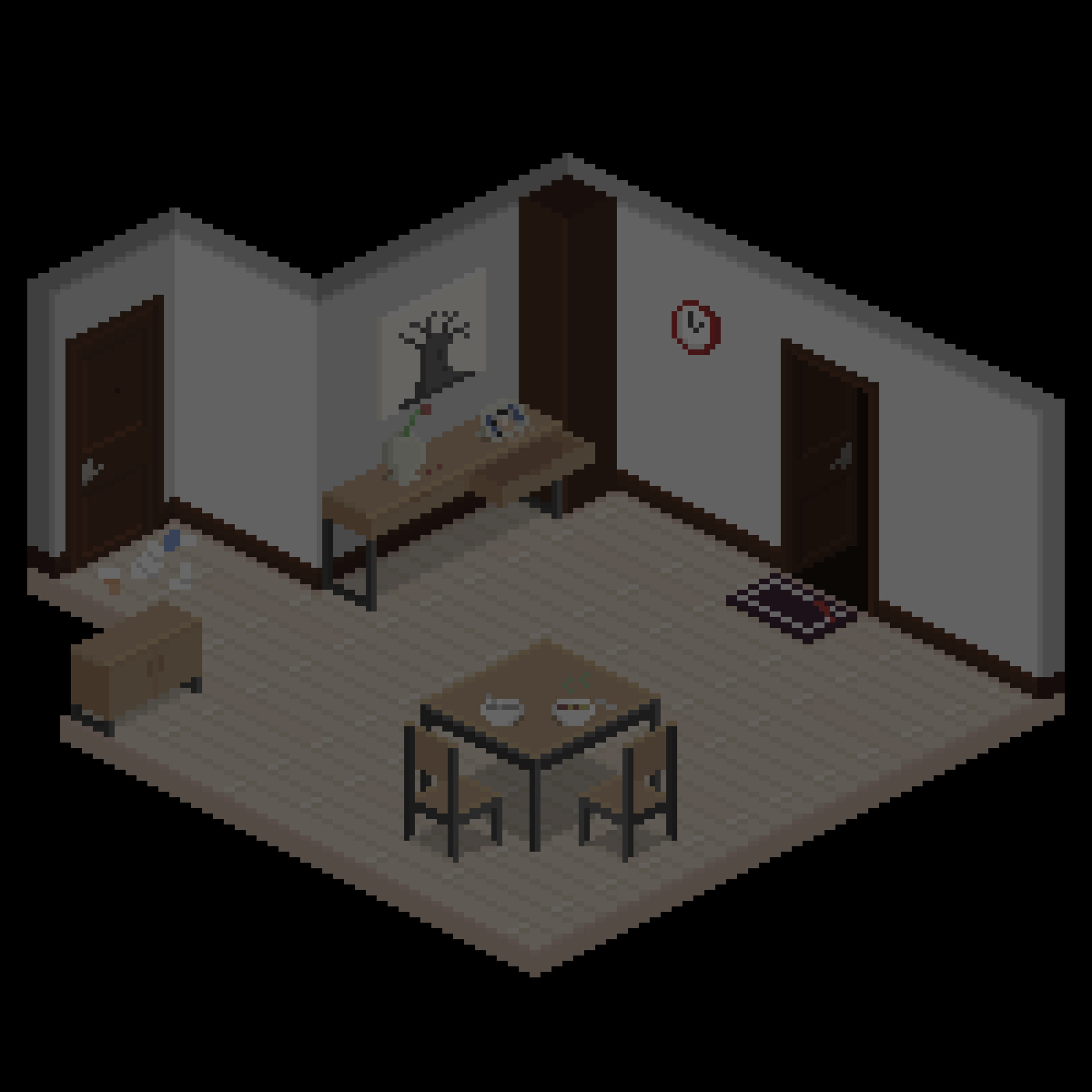 Artstation Isometric Room Pixel Art What Happened Here