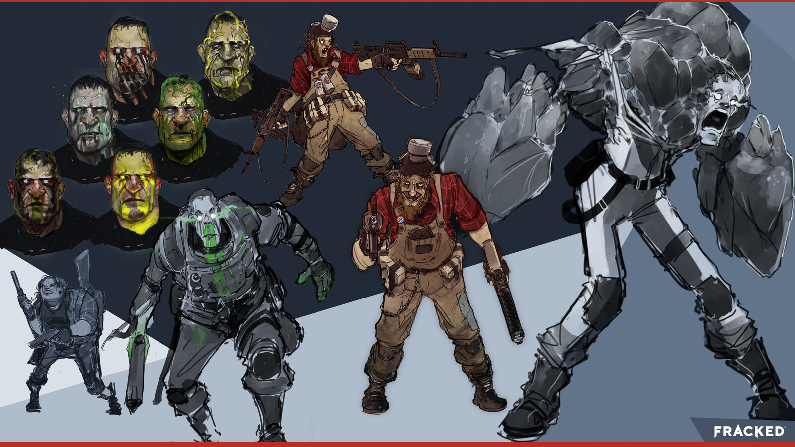 As we revised the concept of who should be the enemies in Fracked, they began to move more towards a horror/sci-fi vibe.
