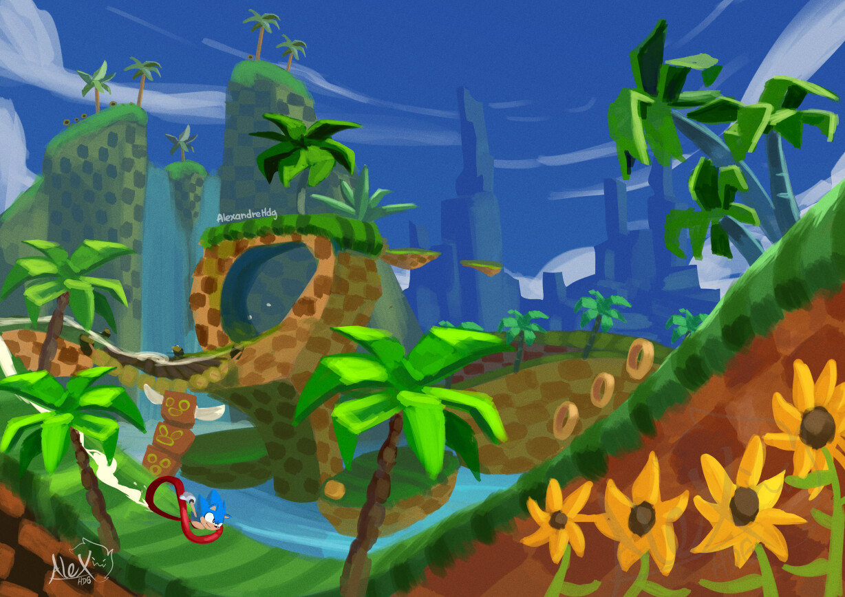 ArtStation - Green Hill Zone - Animated Background