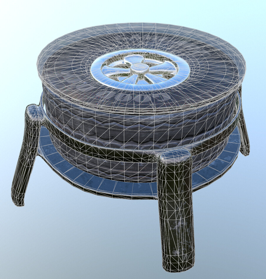 Car tire side table Wireframe