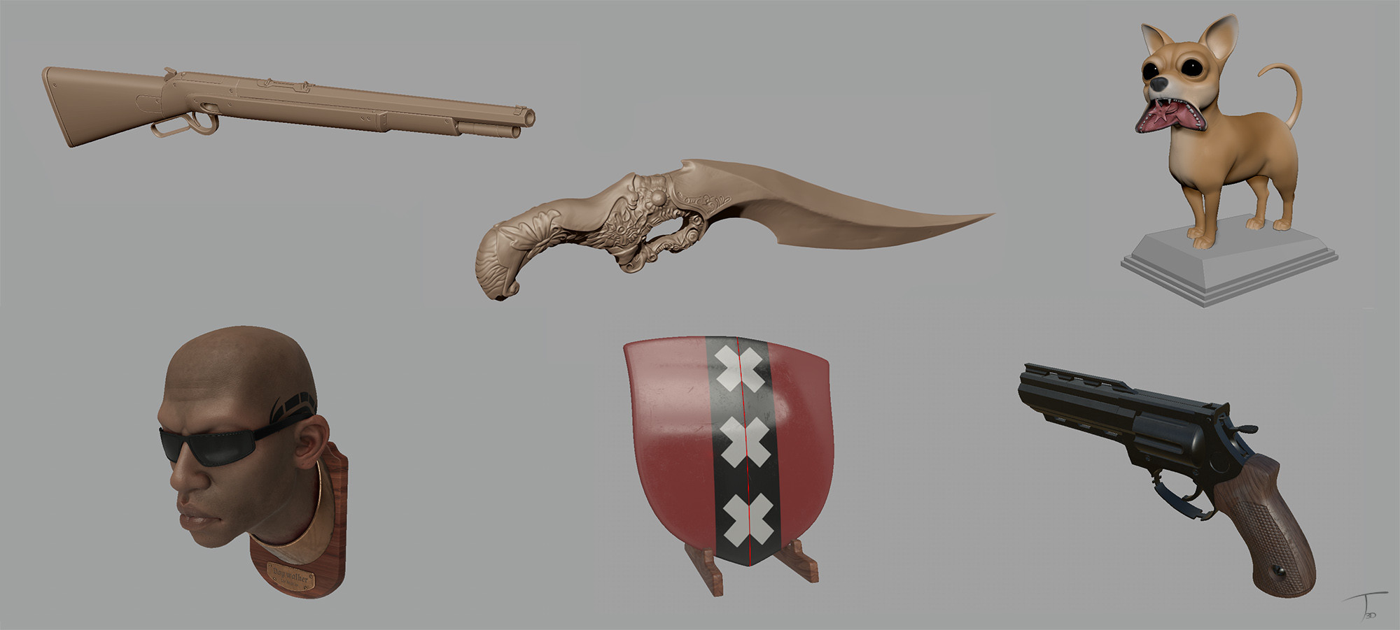 Some of the assets, grabbed from zbrush or substance viewport