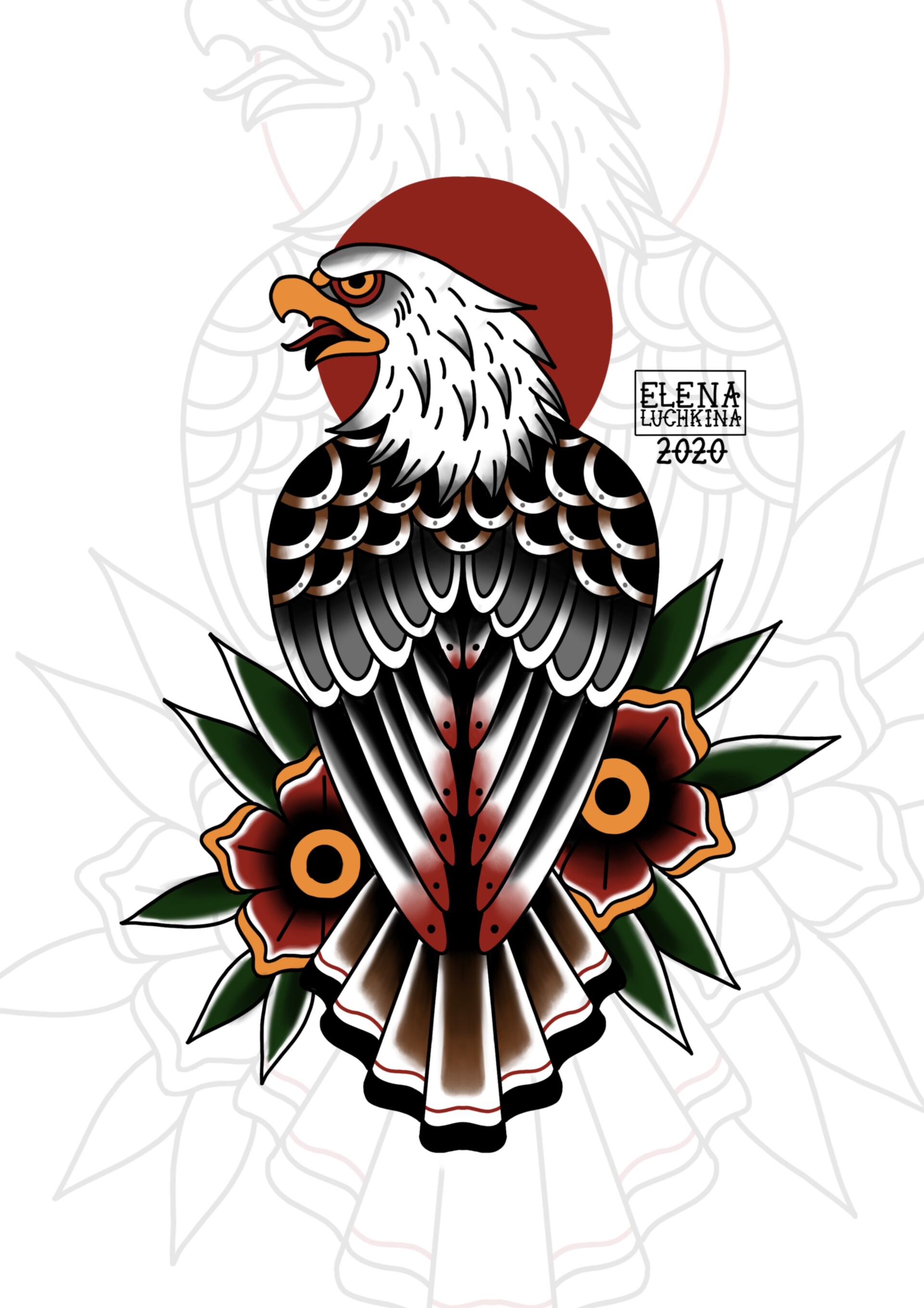 ArtStation - Old School eagle tattoo design