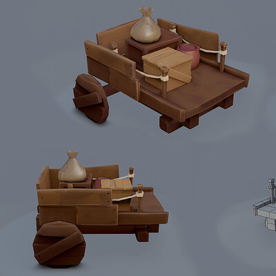 Medieval Cart - Low Poly