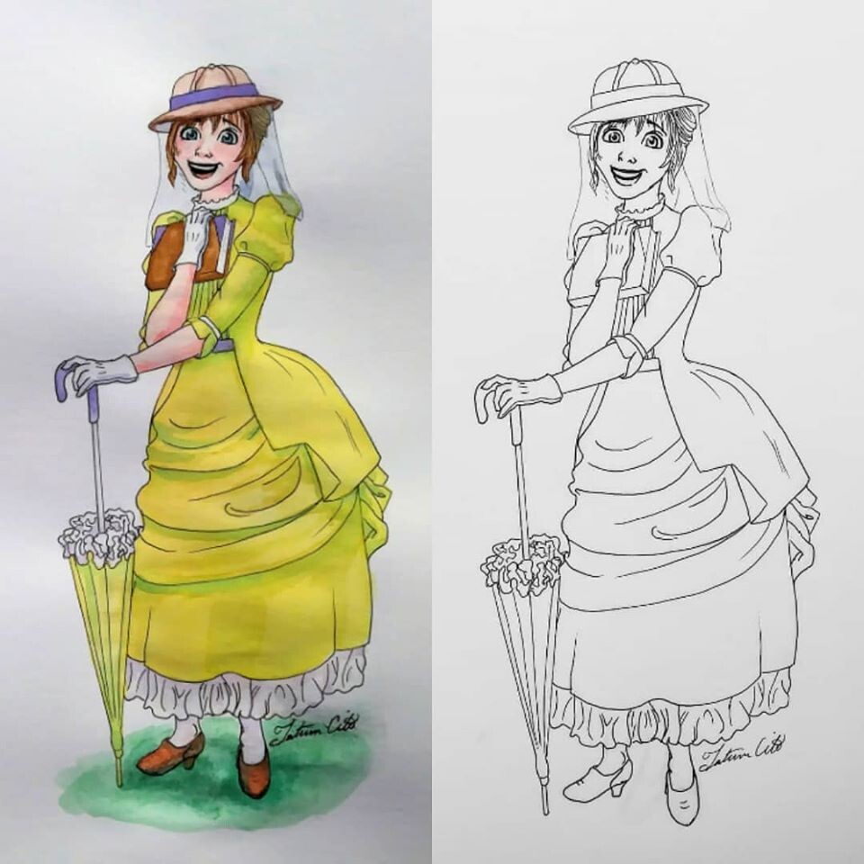 Jane concept done in watercolor and micron pen