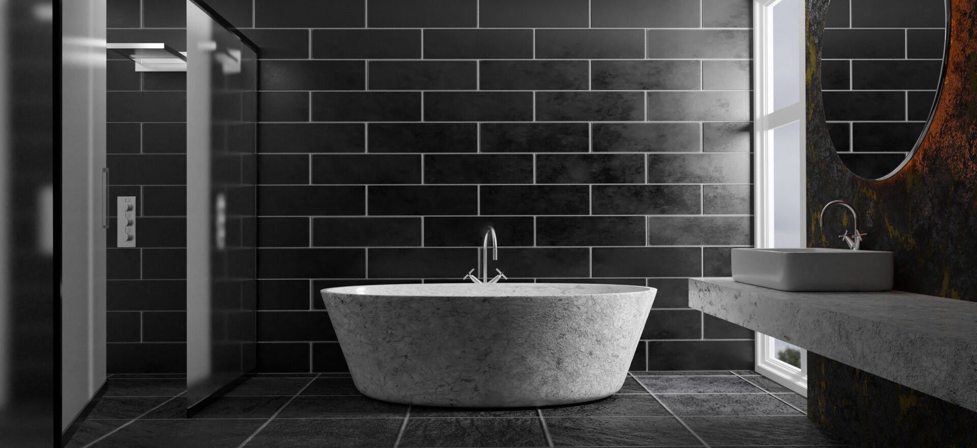 ArtStation - black bathroom