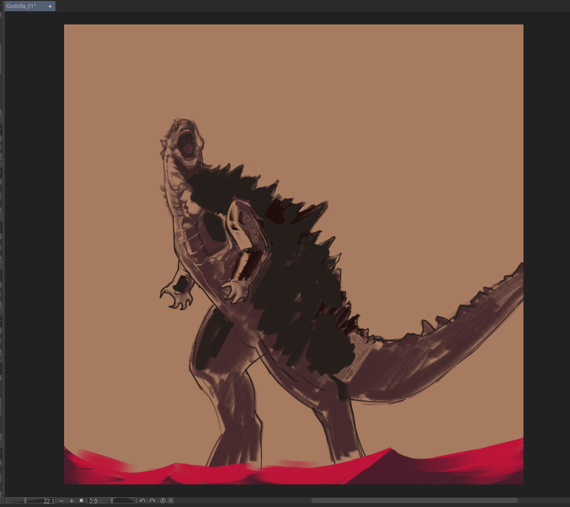 I started painting Godzilla first, I used modern proportions/designs, nerds can fight me