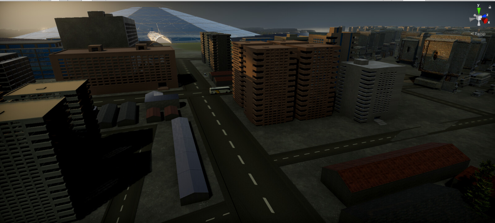 The city area outside the mine - Unity screenshot