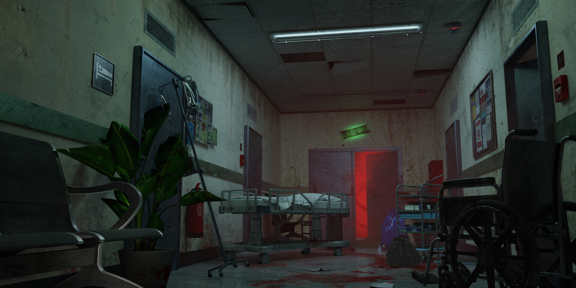 ArtStation - Spread terror in the hospital corridor