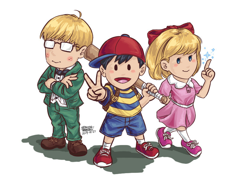 ArtStation 20190127 Ness, Jeff, and Paula (Earthbound)