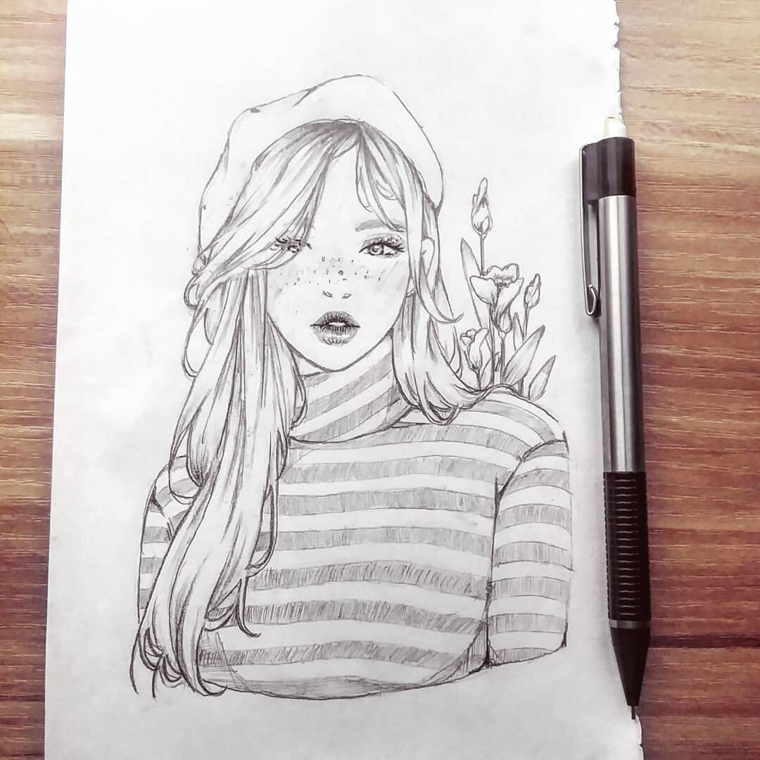 ArtStation - Cute Korean Girl Portrait Practice Sketch