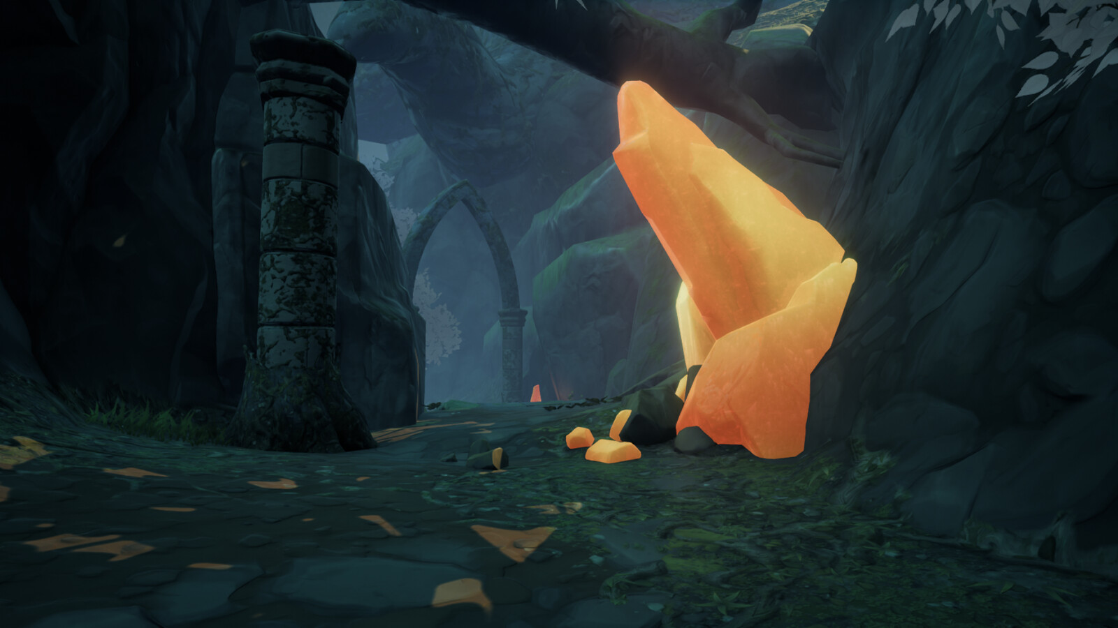 Large chunks of amber can still be found scattered throughout the winding rootways of Echovald