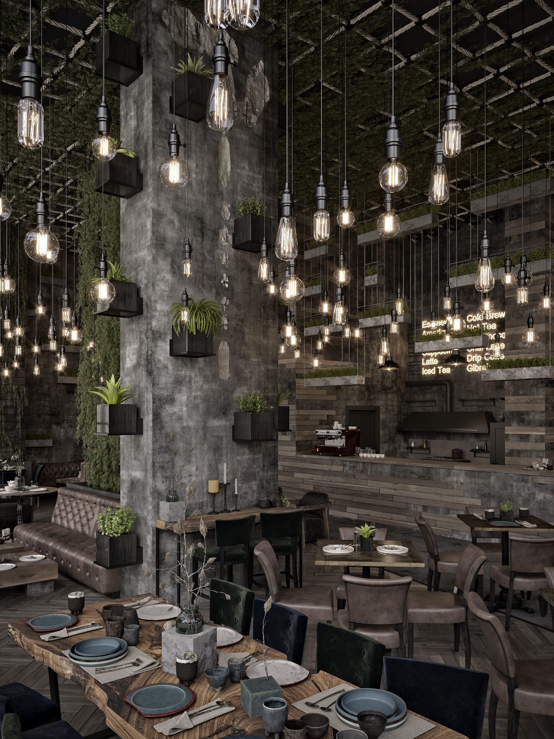 Стиль Индастриал в интерьере кафе