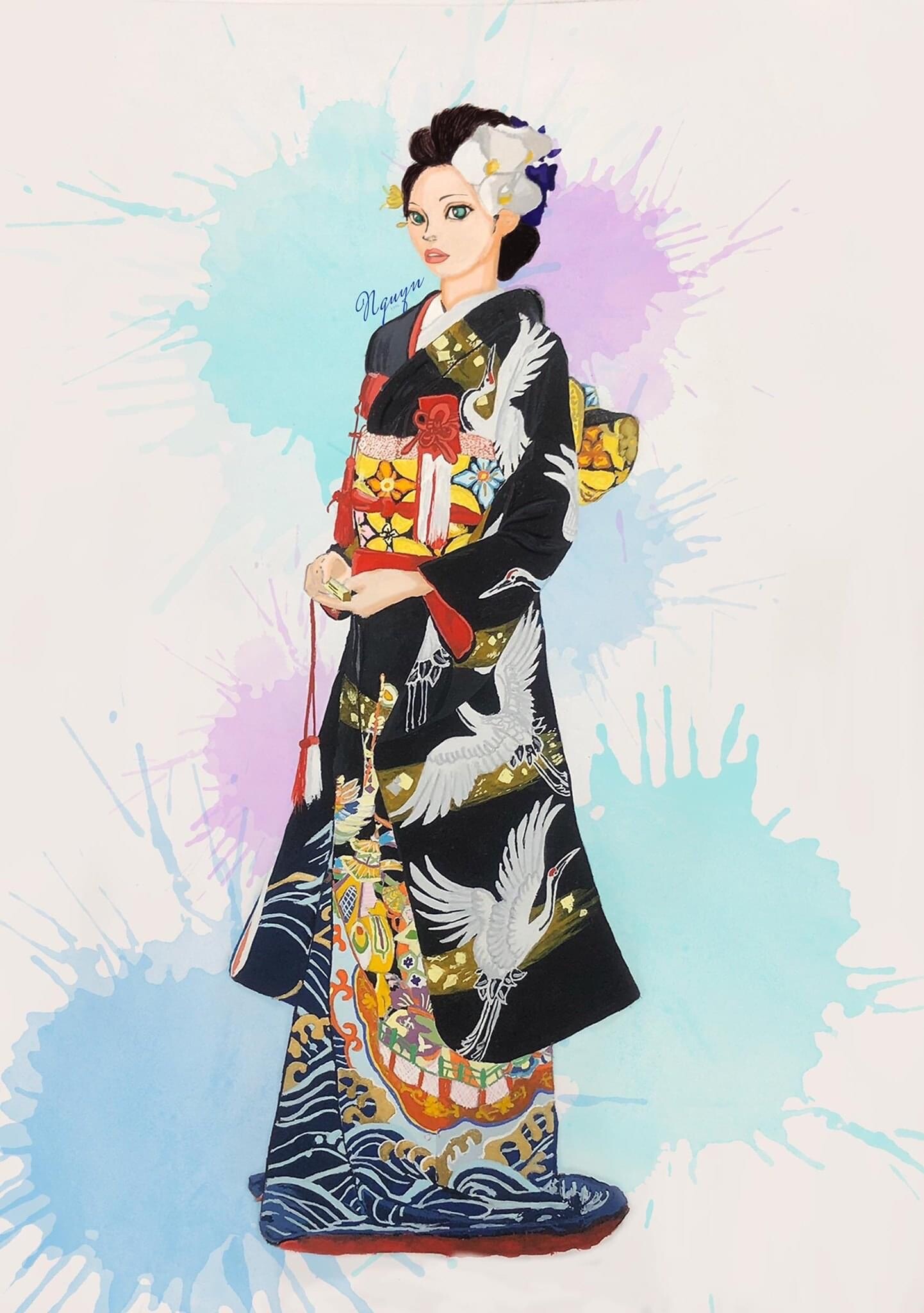 ArtStation - Kimono Fashion illutration