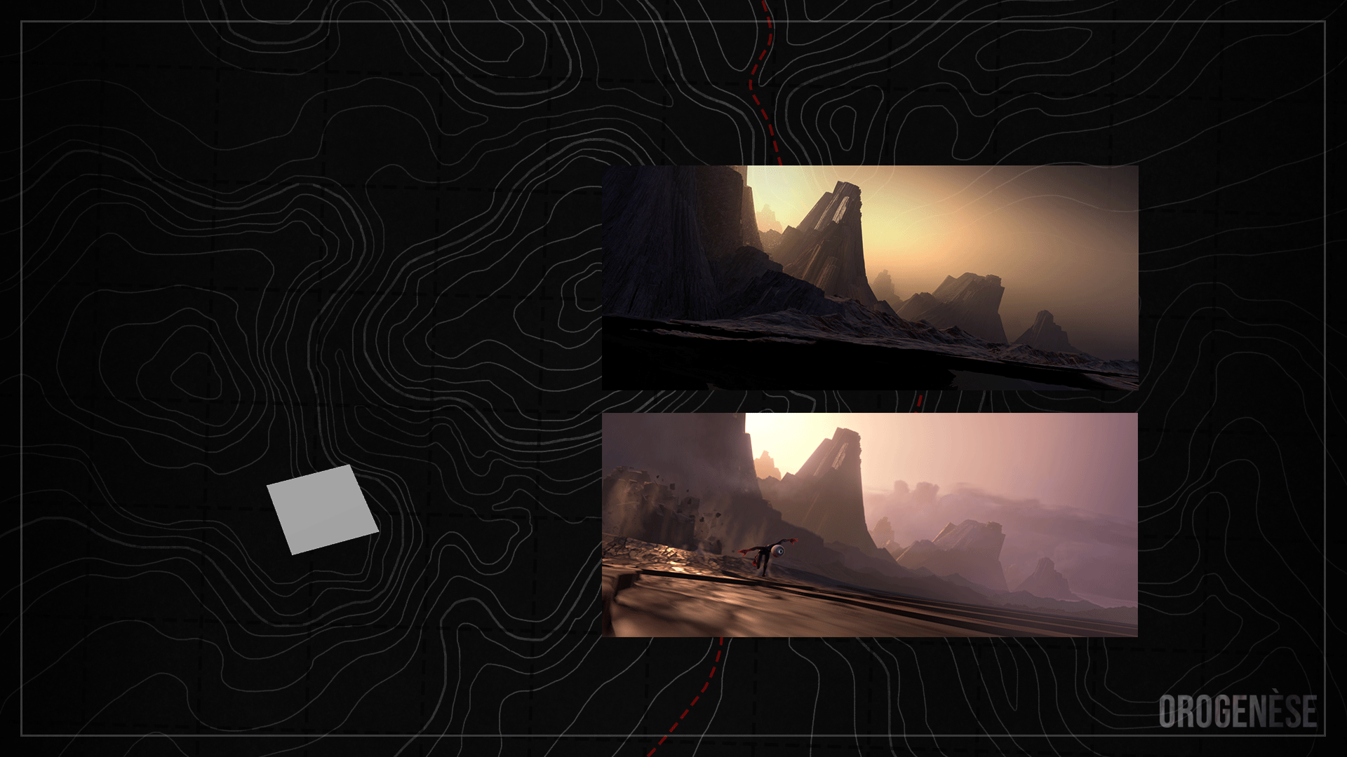 The BG mountains are created from one single asset (on the left). During the step of the layout / lighting, we juste have to mash it to create big and distant shapes.