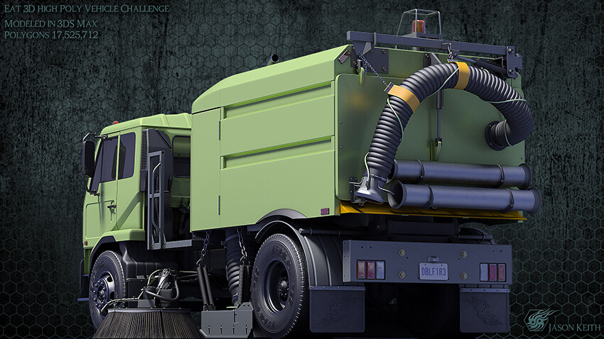 My winning entry for the High Poly Vehicle Modeling Contest. Unfortunately, Eat3D.com no longer exists. That was a fantastic tutorial site. Street Sweeper - 3/4 Rear.