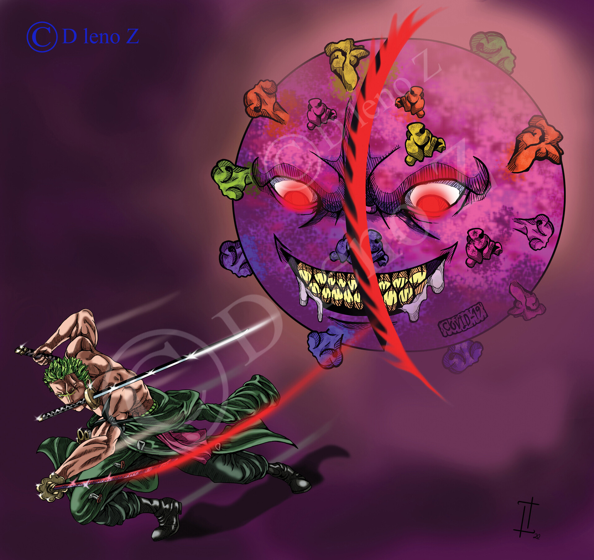 Artstation Zoro Vs Covid 19 D Leno Z