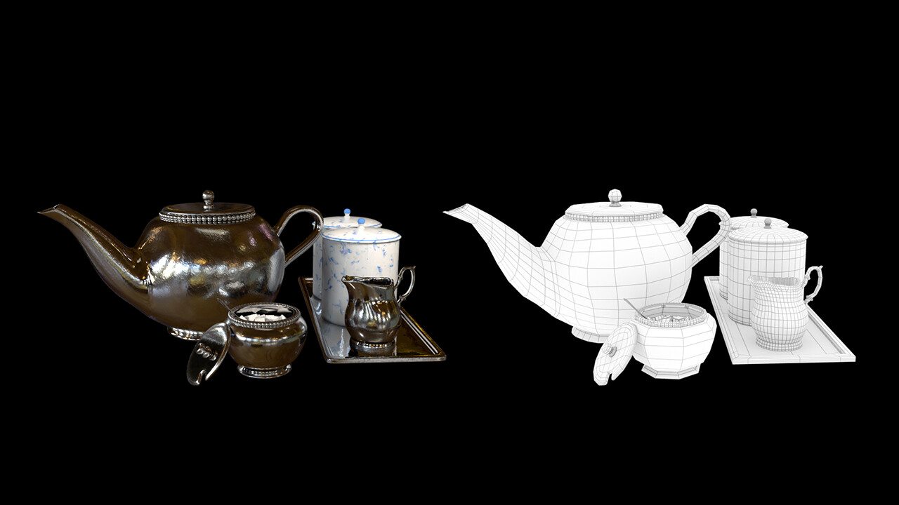 Tea Set Group /w Wireframe