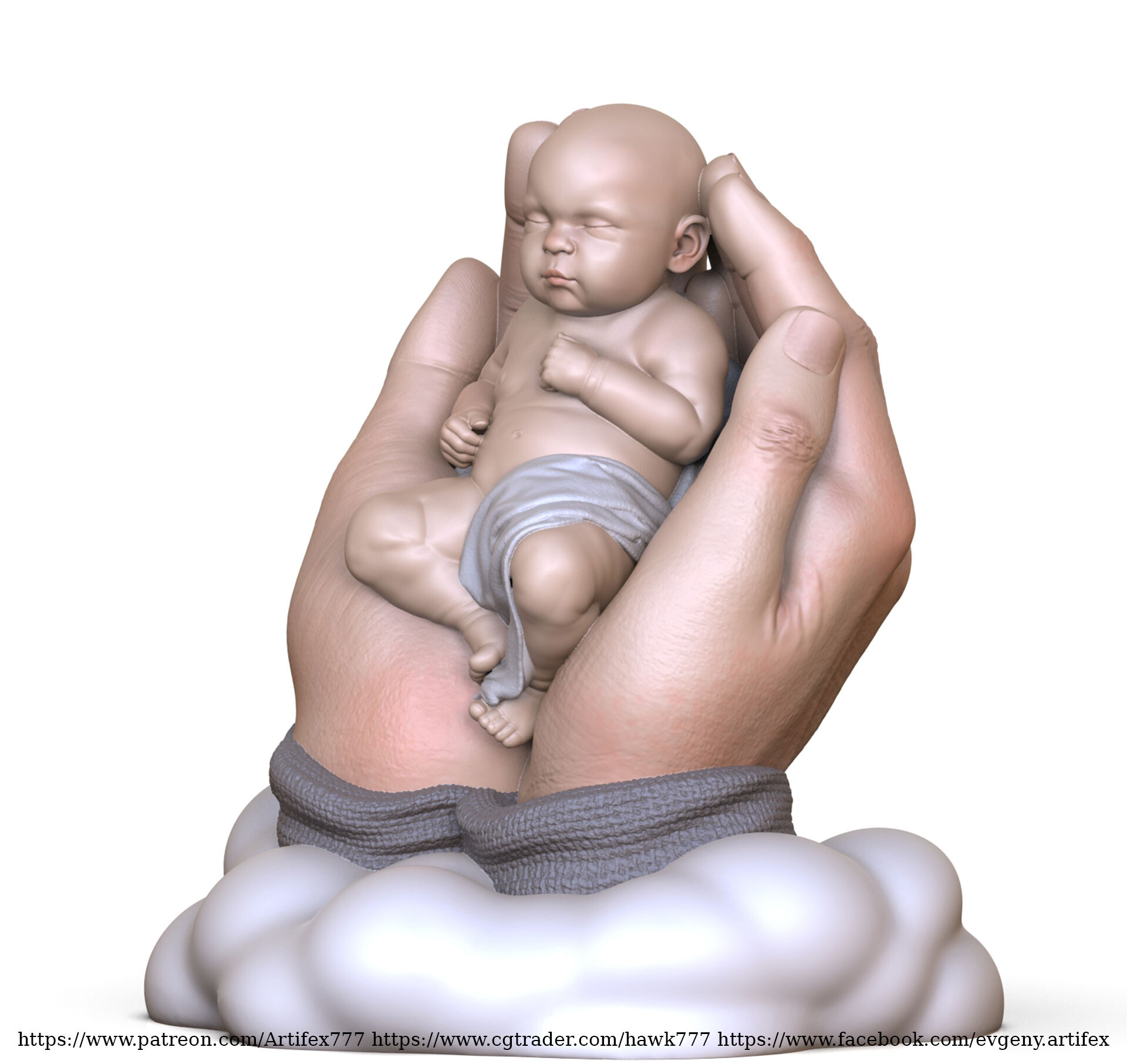 ArtStation sleeping baby 3D print model
