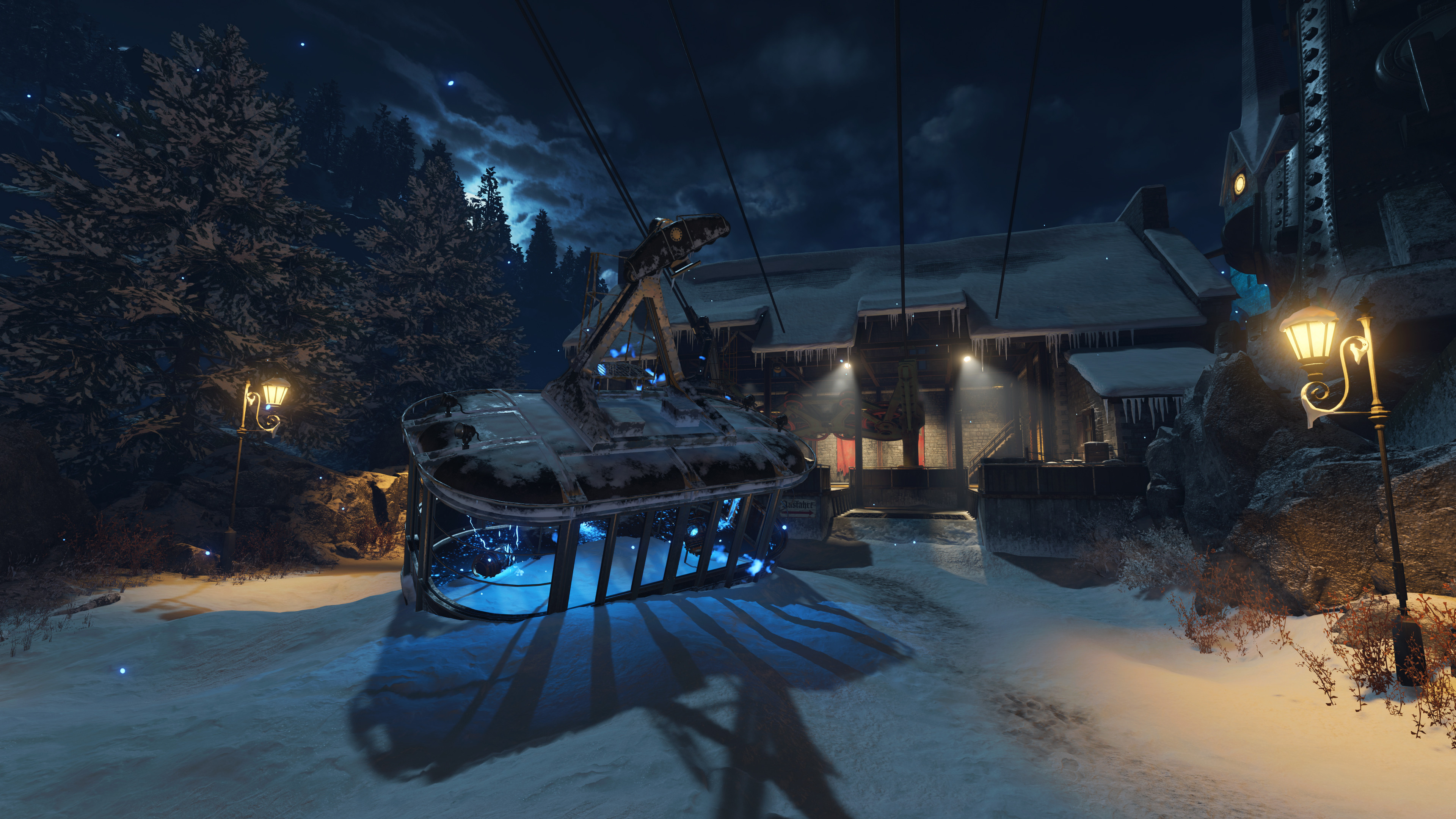 In addition to lighting, the sky tram is an asset I also created for BO3 that is reused here.
