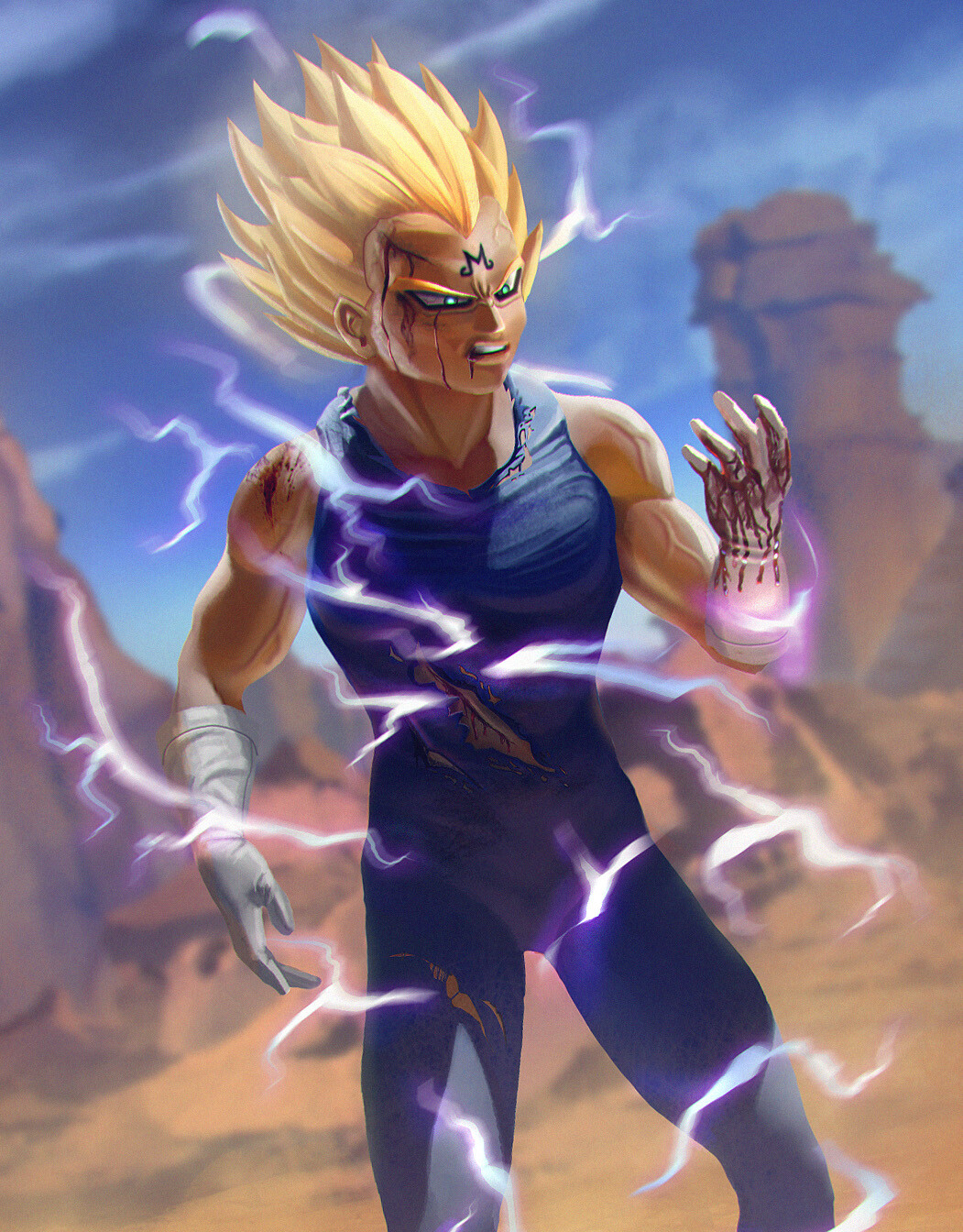 Goku Super Sayajin 2 & Majin Vegeta, Fanart