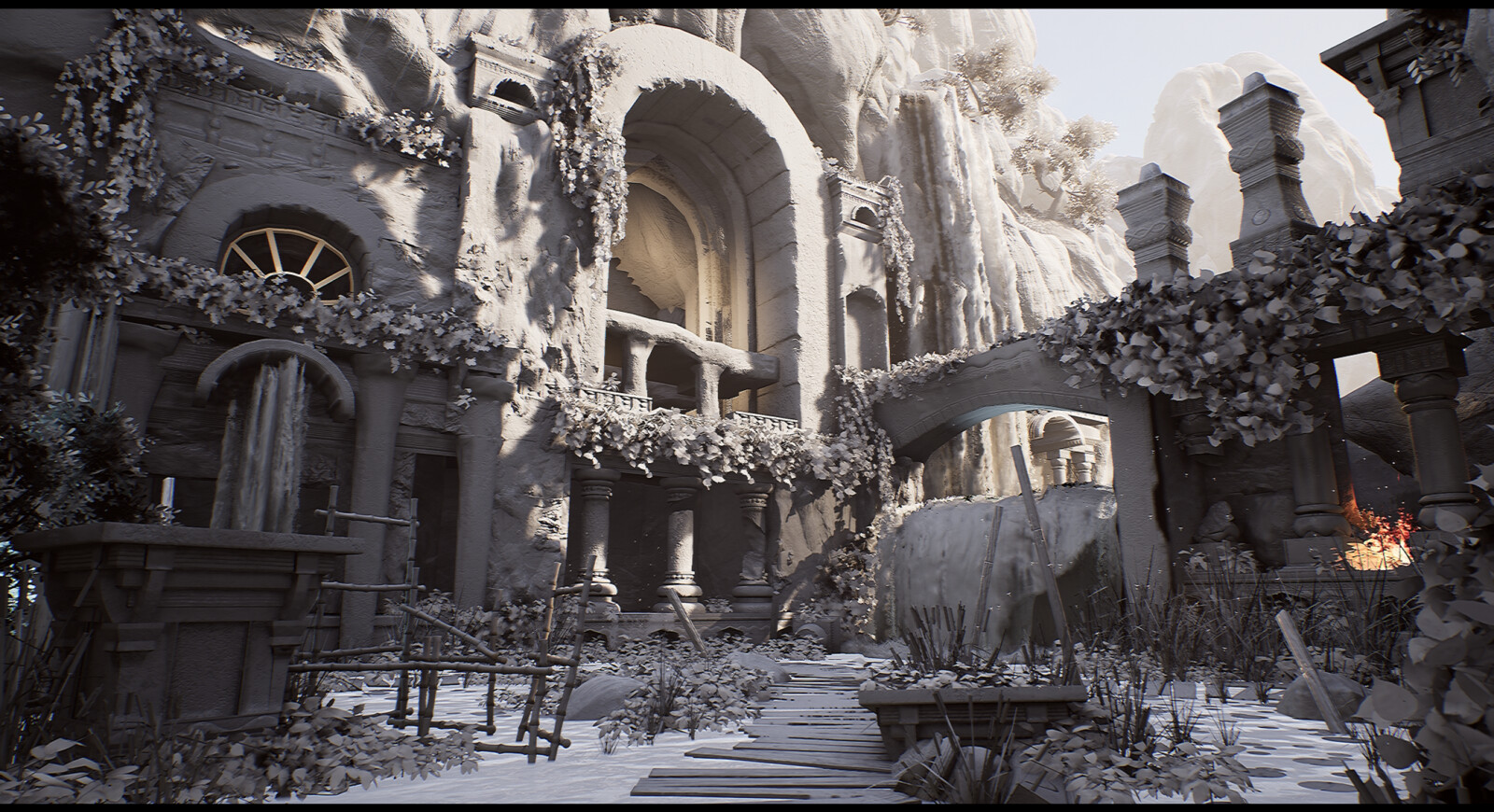 WIP#04
For this final step I focused on the Lighting and details; I added some damaged and dirty decals all over the place and some particles around the foliage, and choosed the final cameras.
more: https://www.artstation.com/rodrigocascas/blog/mMBD