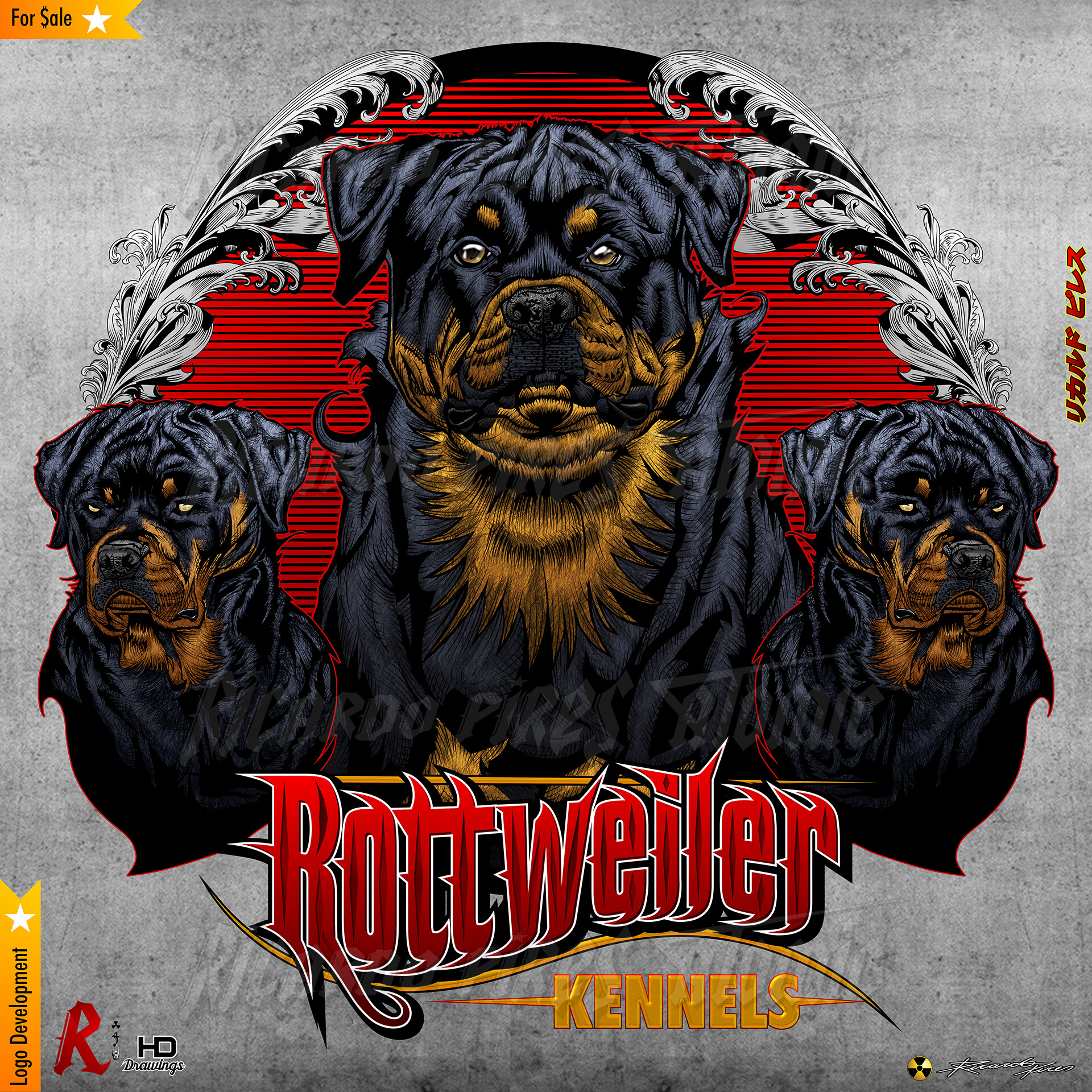 terras parallel Prestigieus ArtStation - ROTTWEILER Kennels Logo Developmen Rottweiler Design for Sale