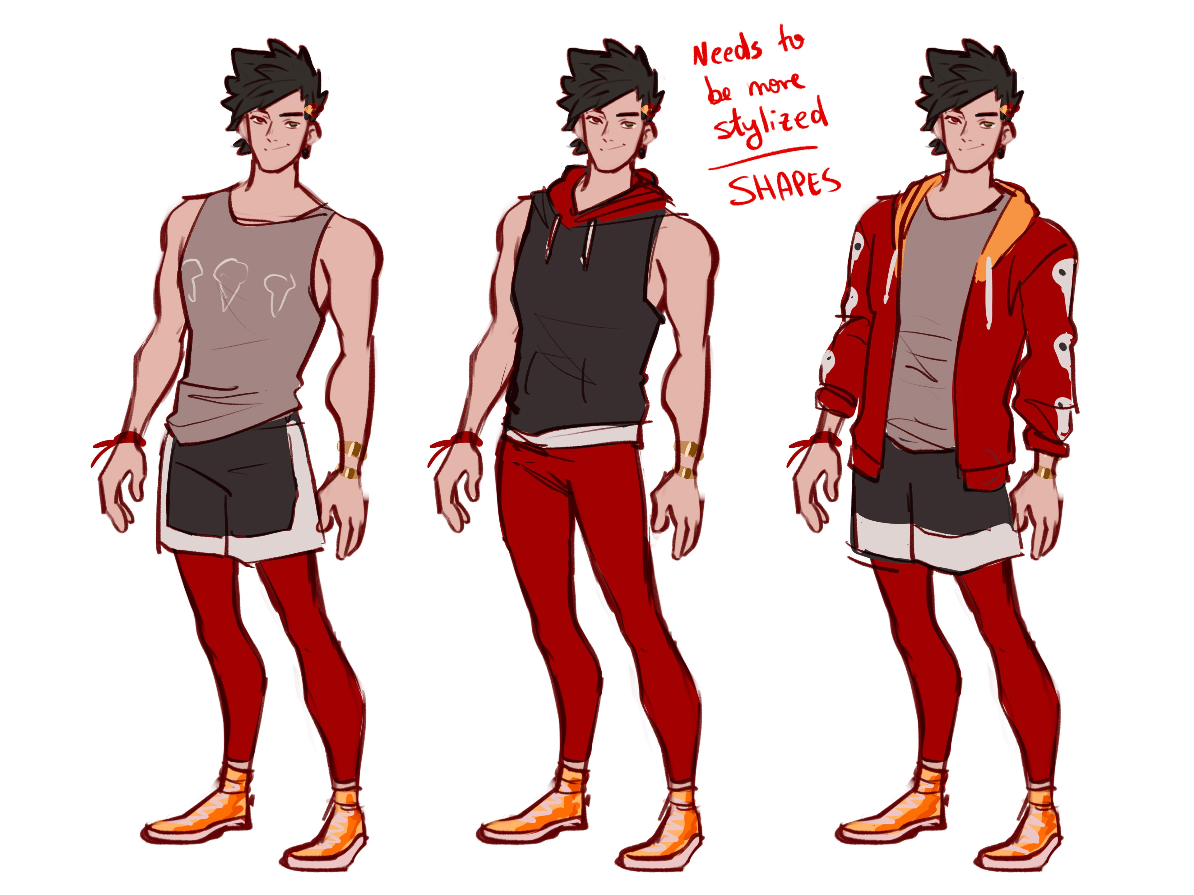 A lot of the other contributors were drawing Zagreus, so I really wanted to show off my high school version of him. With the red leggings and flame vans, trying to make a call back to his design in the game.
