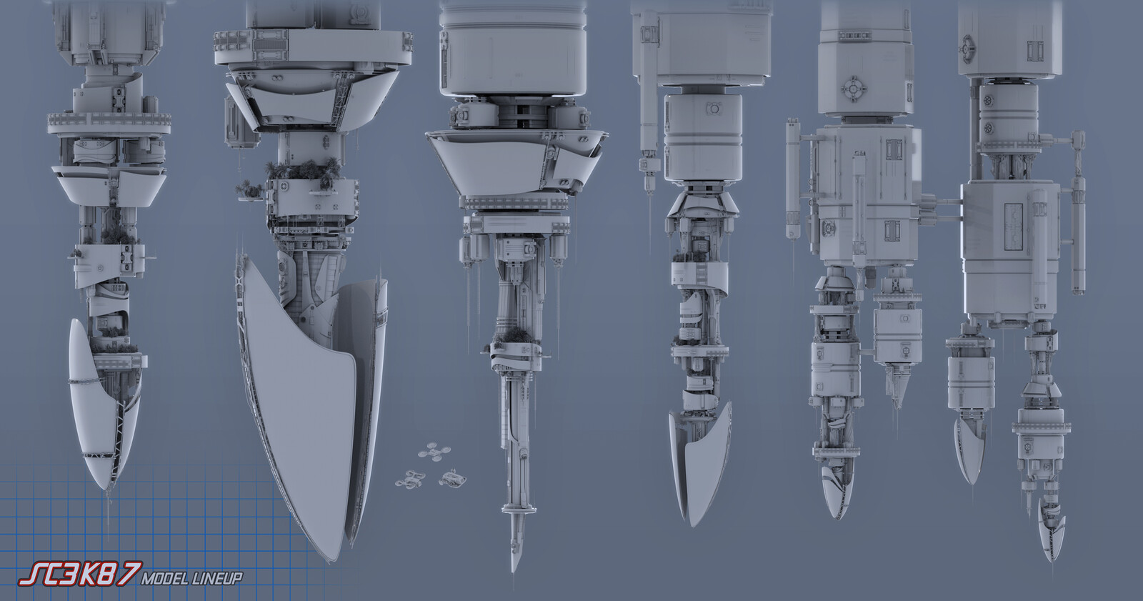I modelled most of the tower structures in ZBrush, but I also made use of several Kitbash 3D kits to help add detail