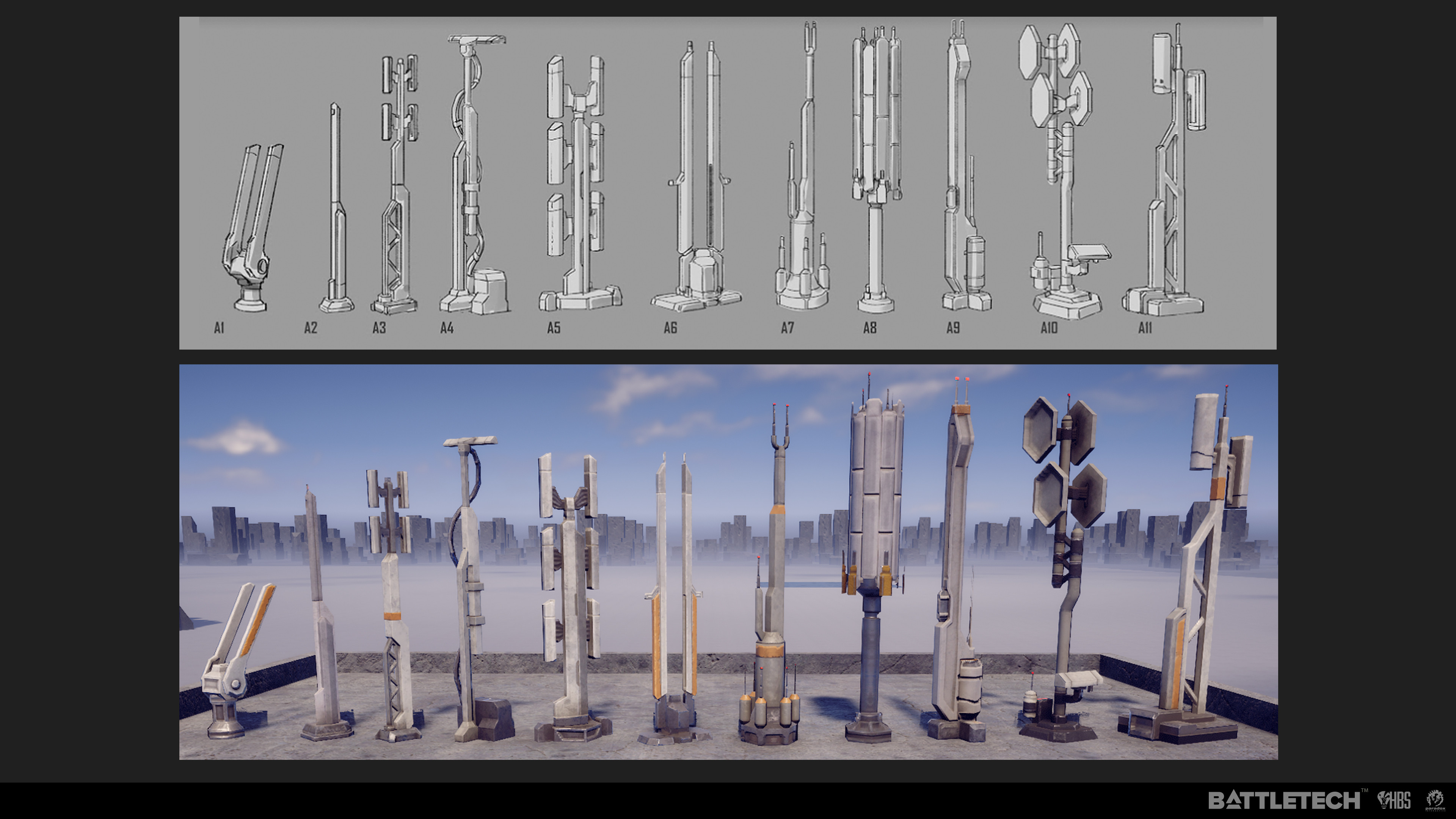 Finished rooftop props along with concepts by Marco Mazzoni 