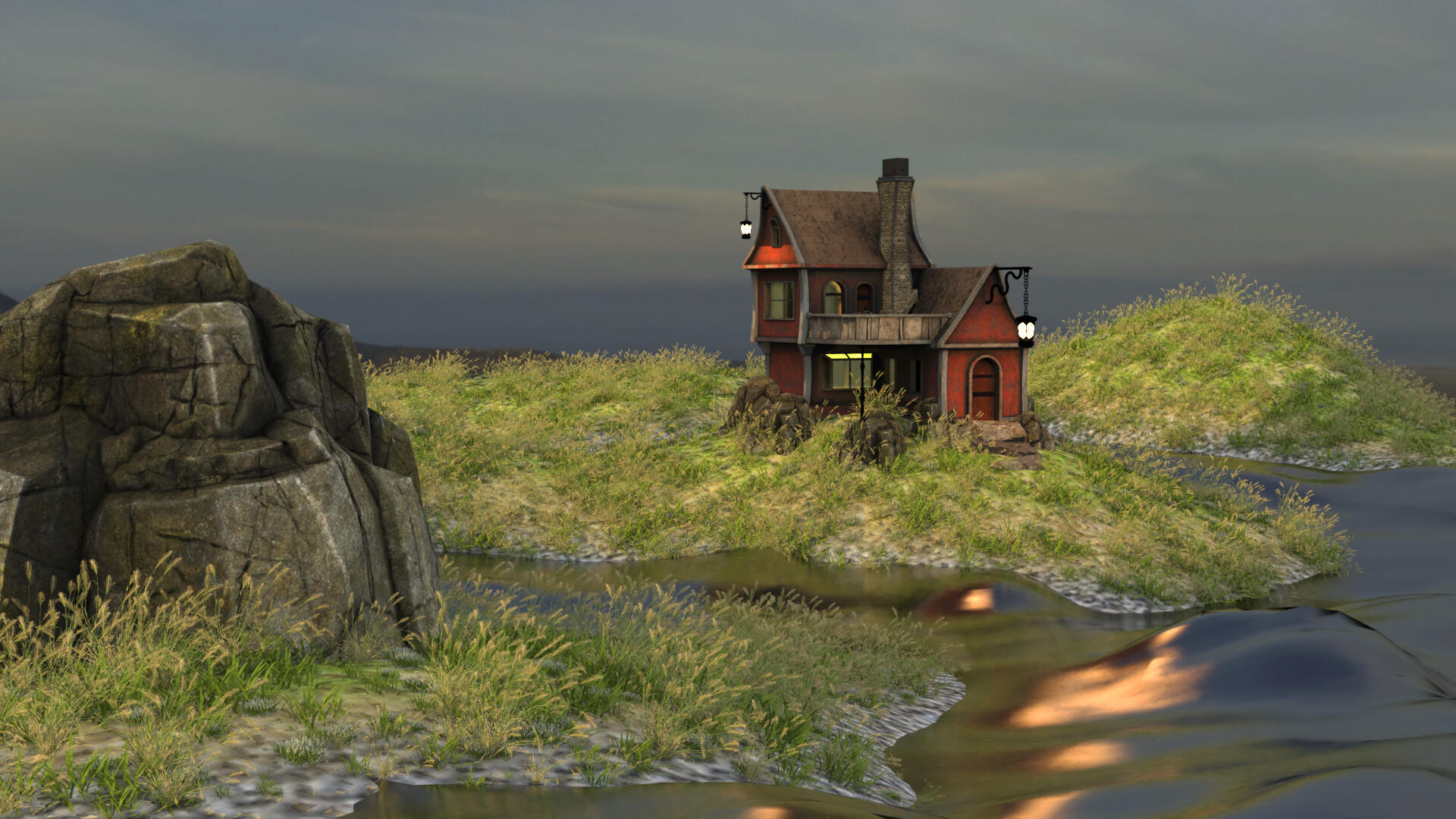 ArtStation Fishing House On a Hill