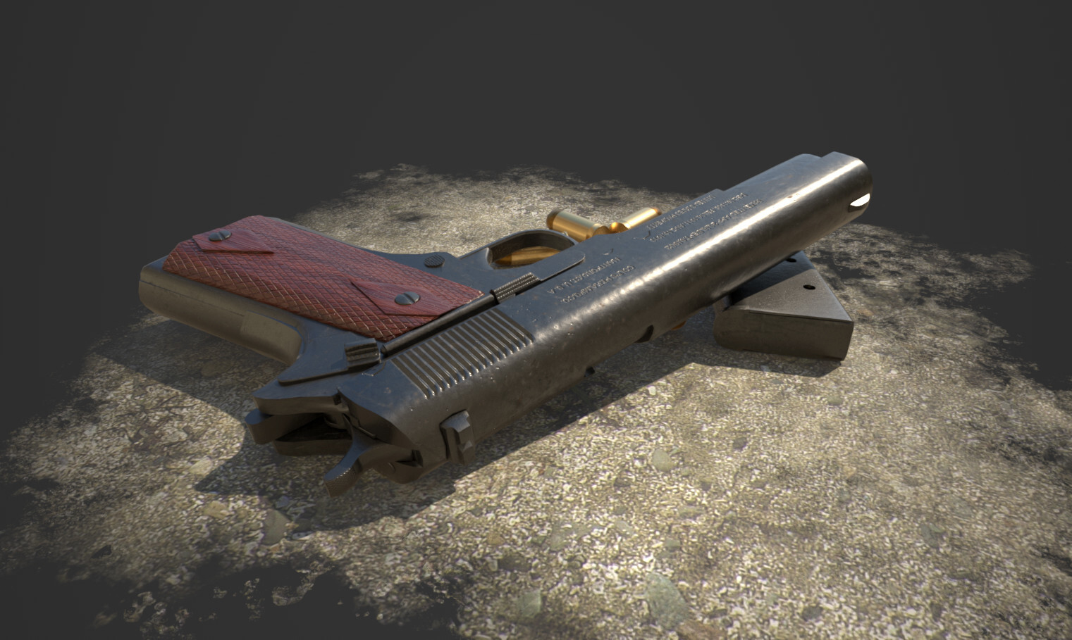 Colt Model of 1911 U.S Army. 45 ACP
Maya
Zbrush
Knald
Substance Painter
Photoshop