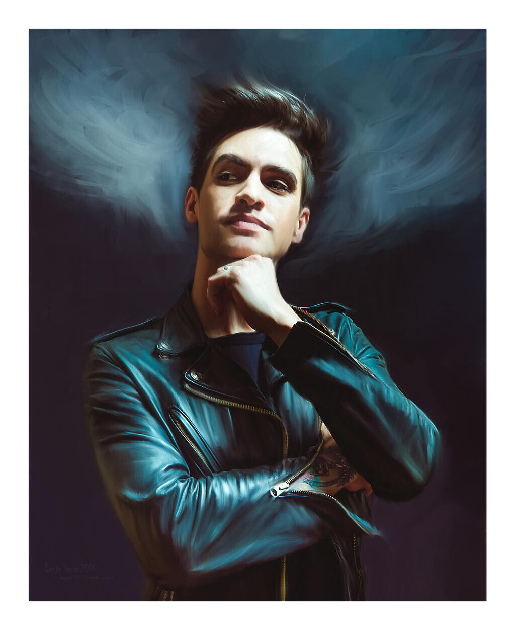Brendon Urie
Lead Singer for Murder At The Disco 
Commission Portriat of Brendon Urie (for DeviantArt_FanArt on IG) DeviantArtFanArt
Illustrator: Lente Scura (Paul Orlando)