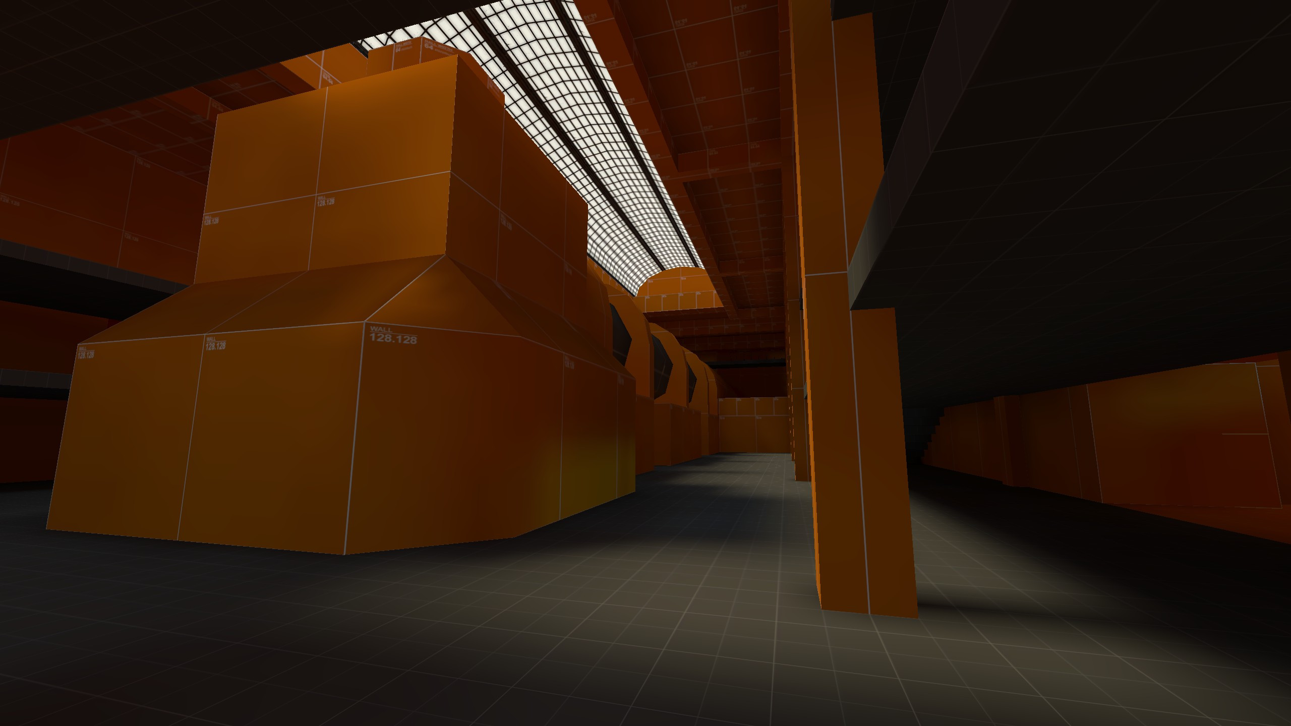 A blockout screenshot of the turbine room. This is the lower section of the area.
