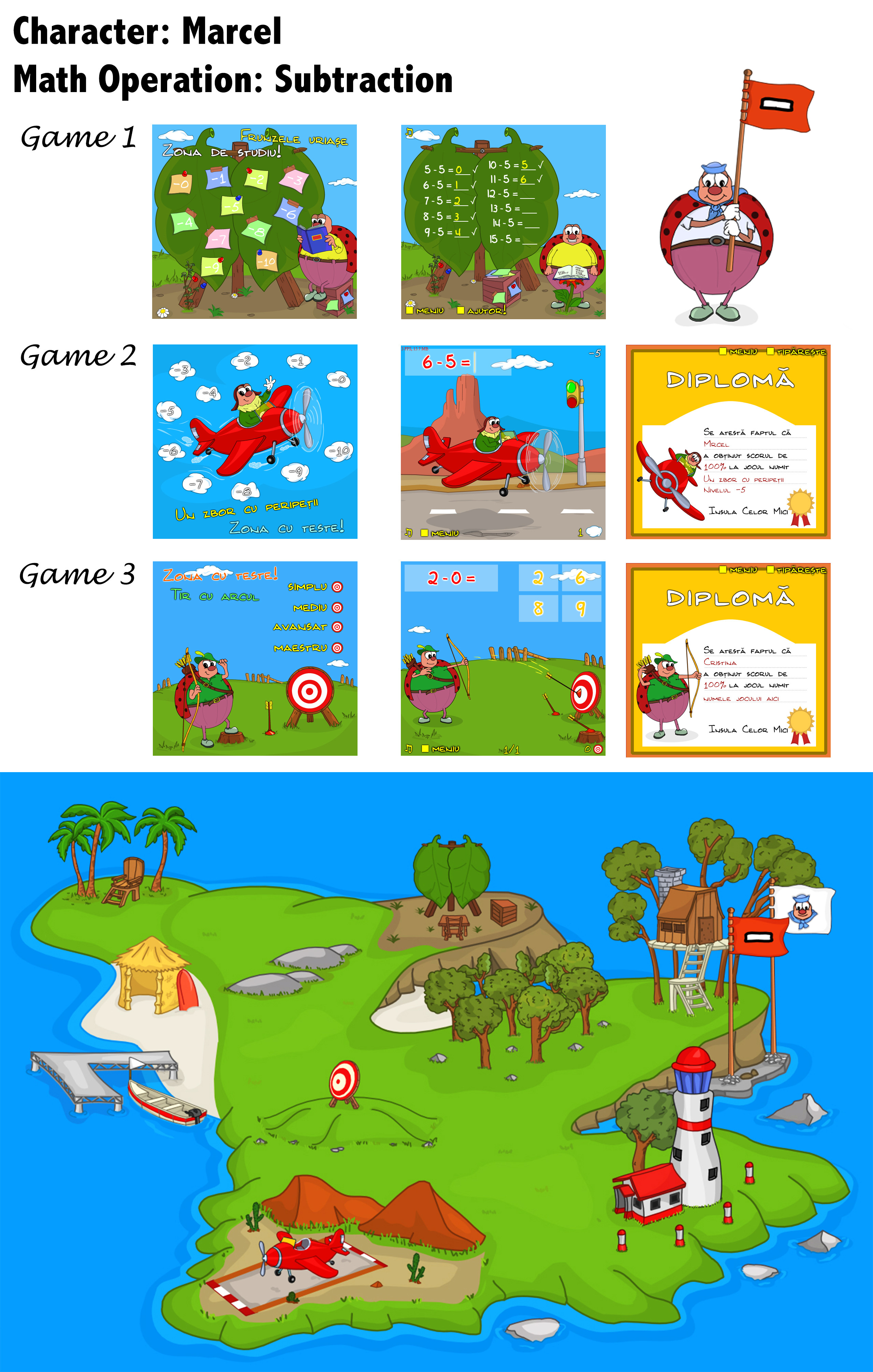 Map 2 and Marcel Character, 3 games