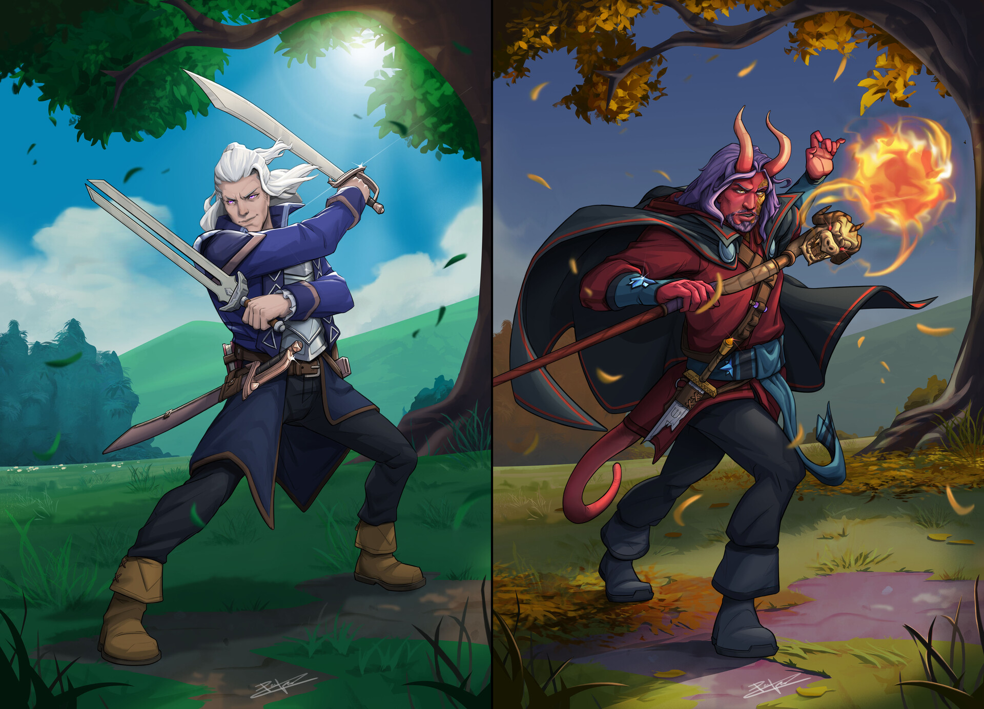 ArtStation - DND Characters: Human Bard and Tiefling Sorcerer