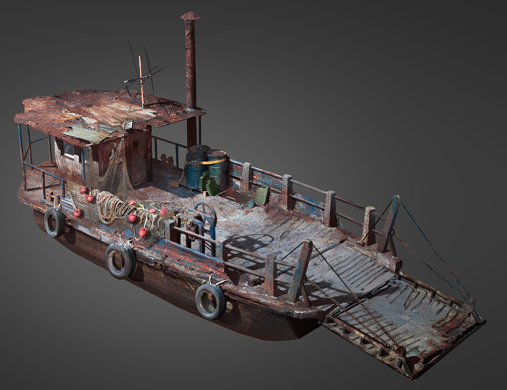 My concept art #2 "An old fishing boat converted into a ferry"