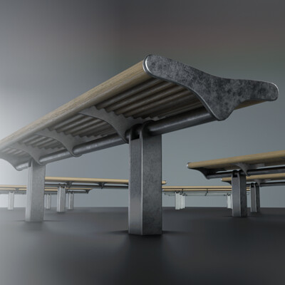 Dennis haupt 3dhaupt bench 5 low poly wood steel mixed version 2 by 3dhaupt made with blender 3d 6