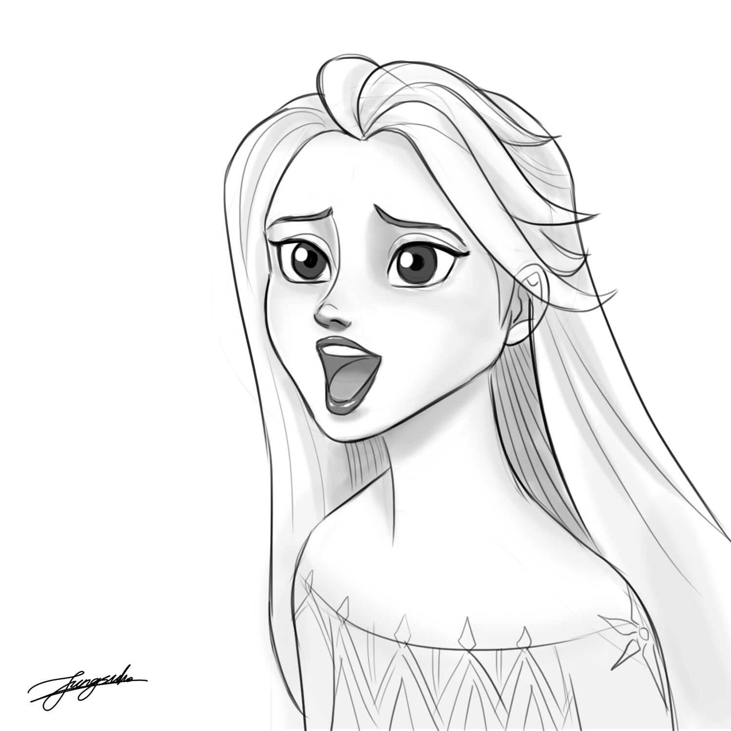 Frozen 2 Elsa Drawing Pic  Drawing Skill