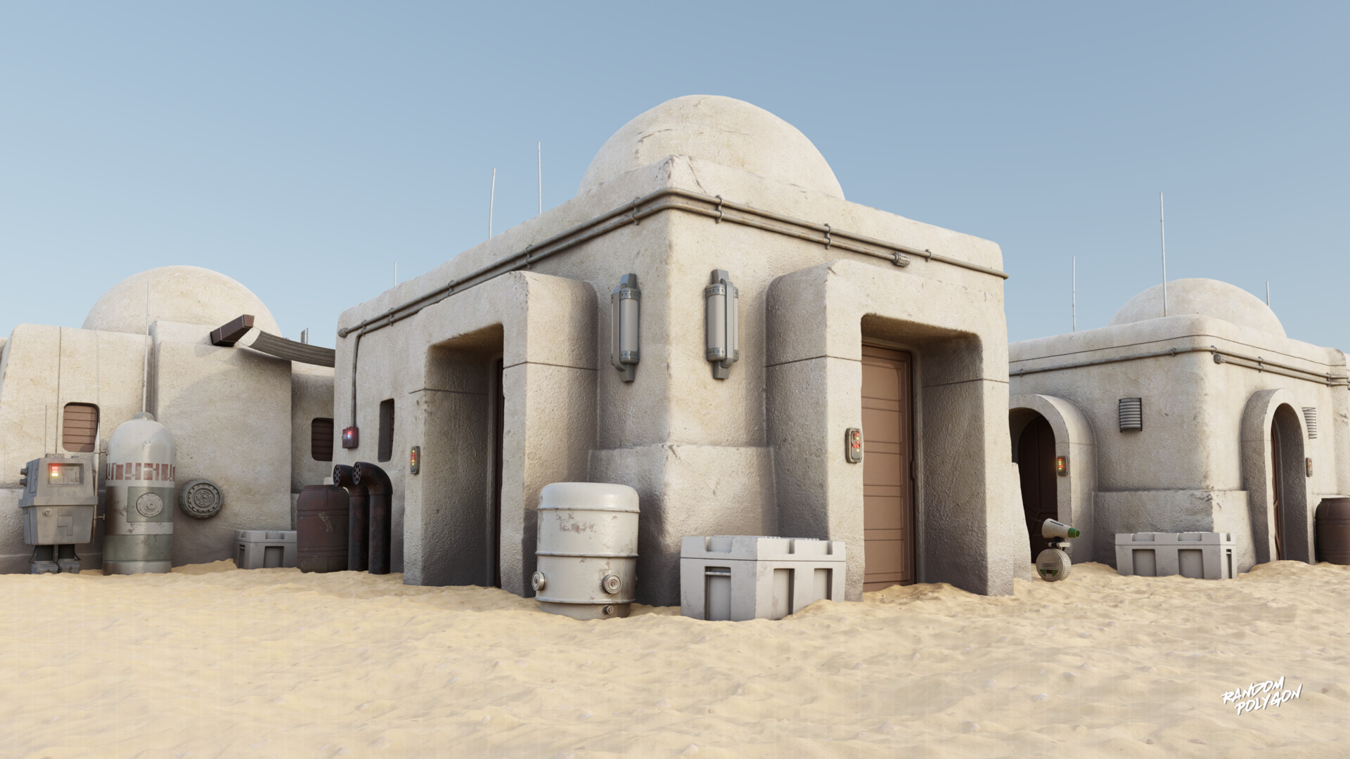 Random Polygon Mos Eisley / Tatooine Town Buildings